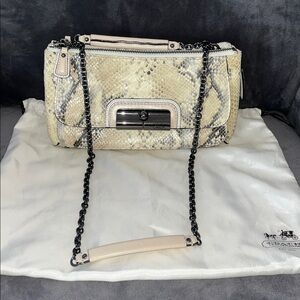 🐍🖤 NWOT COACH SNAKESKIN SHOULDER PURSE WITH CHAIN STRAP 🖤🐍